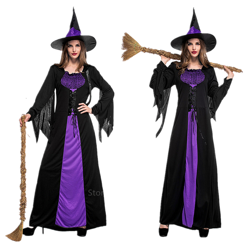Special Occasions Halloween Witch Costumes for Women Adult Scary Purple Carnival Party Performance Drama Masquerade Clothing with Hat 220826
Special Occasions Halloween Witch Costumes for Women Adult Scary Purple Carnival Party Performance Drama Masquerade Clothing with Hat 220826