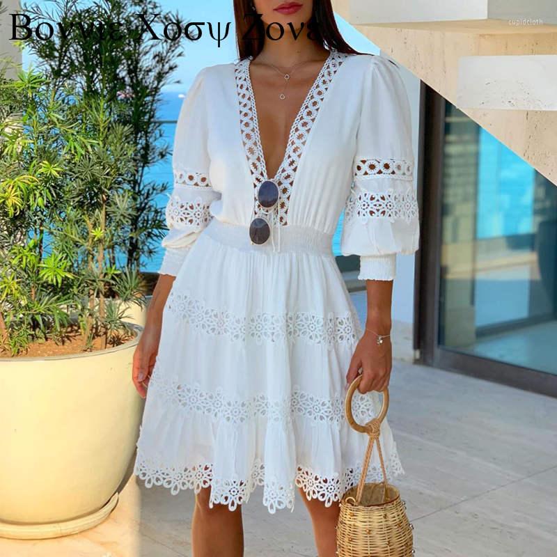 Casual Dresses Women Three Quarter Summer White Deep V Neck Lace Trim Mini DressCasual
Casual Dresses Women Three Quarter Summer White Deep V Neck Lace Trim Mini DressCasual