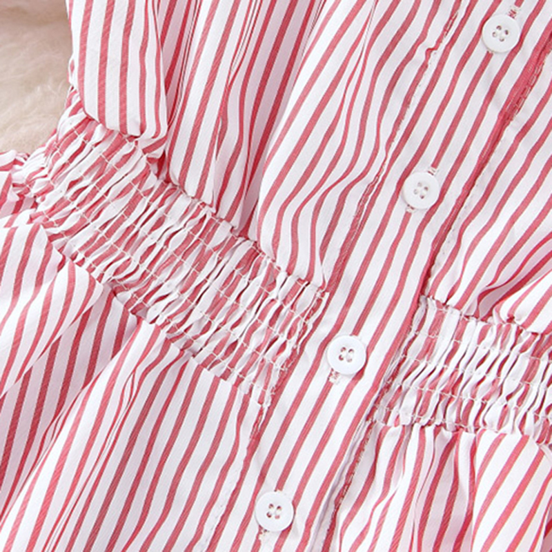 Women's Blouses Shirts stripe blouses Women chiffon longsleeve Tops Fashion Korean shirts Female blouse Spring Autumn princess clothes Vneck 2208