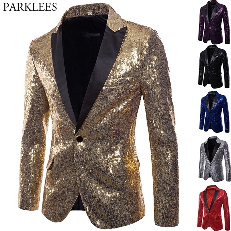 Men's Suits Blazers Shiny Gold Sequin Glitter Embellished Blazer Jacket Men Nightclub Prom Suit Blazer Men Costume Homme Stage Clothes For singers 220826
Men's Suits Blazers Shiny Gold Sequin Glitter Embellished Blazer Jacket Men Nightclub Prom Suit Blazer Men Costume Homme Stage Clothes For singers 220826