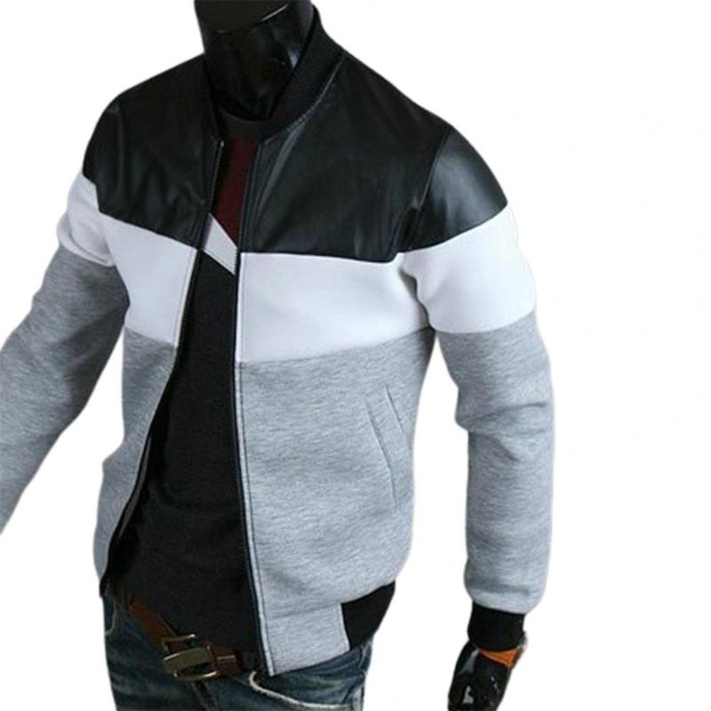 Men's Jackets Men Jacket Oblique Pockets Handsome Stand-up Collar Three-color Contrast Splicing Autumn Coat for Outdoor Drop 220826