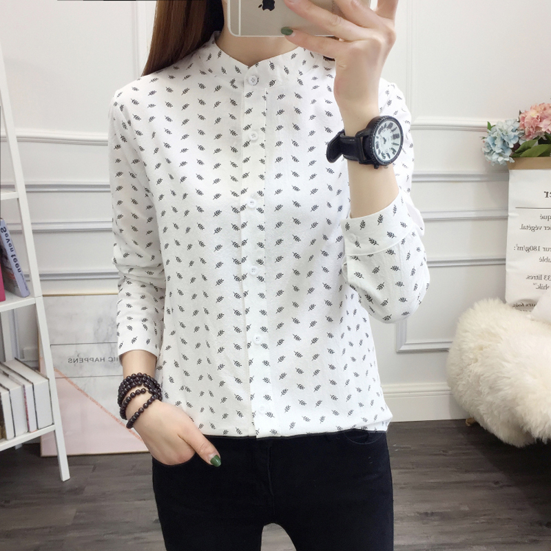 Women's Blouses Shirts Spring Summer Shirt Flower Print Long Sleeve Women Blouses Female Casual Shirts Students Fresh Chic Tunic Tops Blusas femi