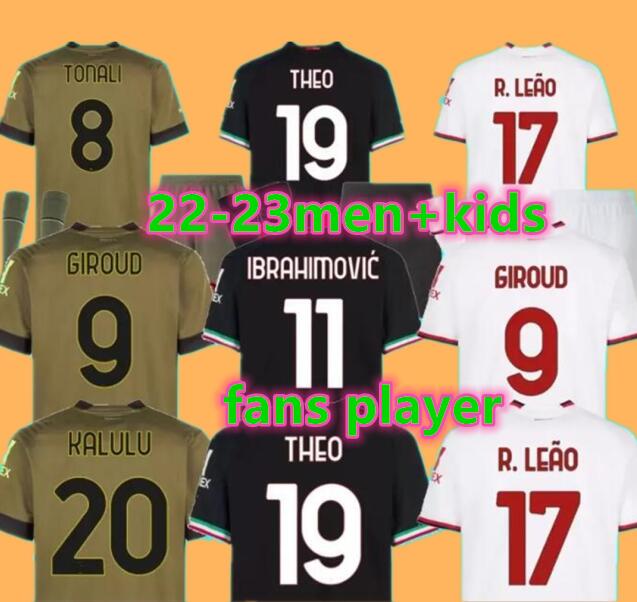 IBRAHIMOVIC 22 23 soccer jersey AC MILANS third GIROUD DE KETELAERE R. LEAO TONALI THEO football shirt 2022 2023 TOMORI FLORENZI origi men kids kit fans player version, Adult special edition
IBRAHIMOVIC 22 23 soccer jersey AC MILANS third GIROUD DE KETELAERE R. LEAO TONALI THEO football shirt 2022 2023 TOMORI FLORENZI origi men kids kit fans player version, Adult special edition