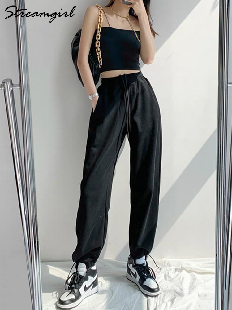Blue Sweatpants For Women Summer Baggy Pants High Waist Jogger Wide Leg Trousers Spring Women' Sports Pants Summer Sweatpants L220826, Light gray