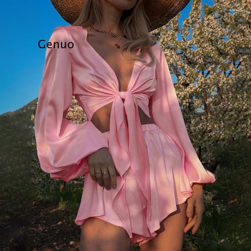 Women' Tracksuits 2 Pcs Short Sets Lantern Bubble Long Sleeve Blouse Tops Loose Two Piece Pants Tie Up Beach Casual Elegant, Pink
Women' Tracksuits 2 Pcs Short Sets Lantern Bubble Long Sleeve Blouse Tops Loose Two Piece Pants Tie Up Beach Casual Elegant, Pink