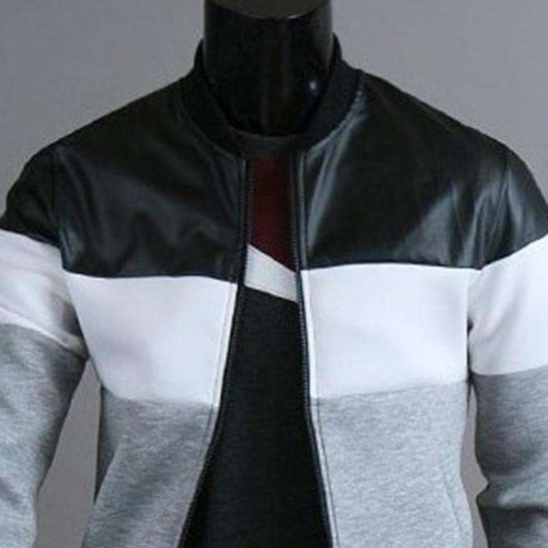 Men's Jackets Men Jacket Oblique Pockets Handsome Stand-up Collar Three-color Contrast Splicing Autumn Coat for Outdoor Drop 220826