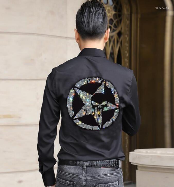 Men's Dress Shirts Men's Casual Rhinestones Shirt Loose Tops Short Sleeve Tee Spring Autumn Summer Handsome Men, As shown
Men's Dress Shirts Men's Casual Rhinestones Shirt Loose Tops Short Sleeve Tee Spring Autumn Summer Handsome Men, As shown