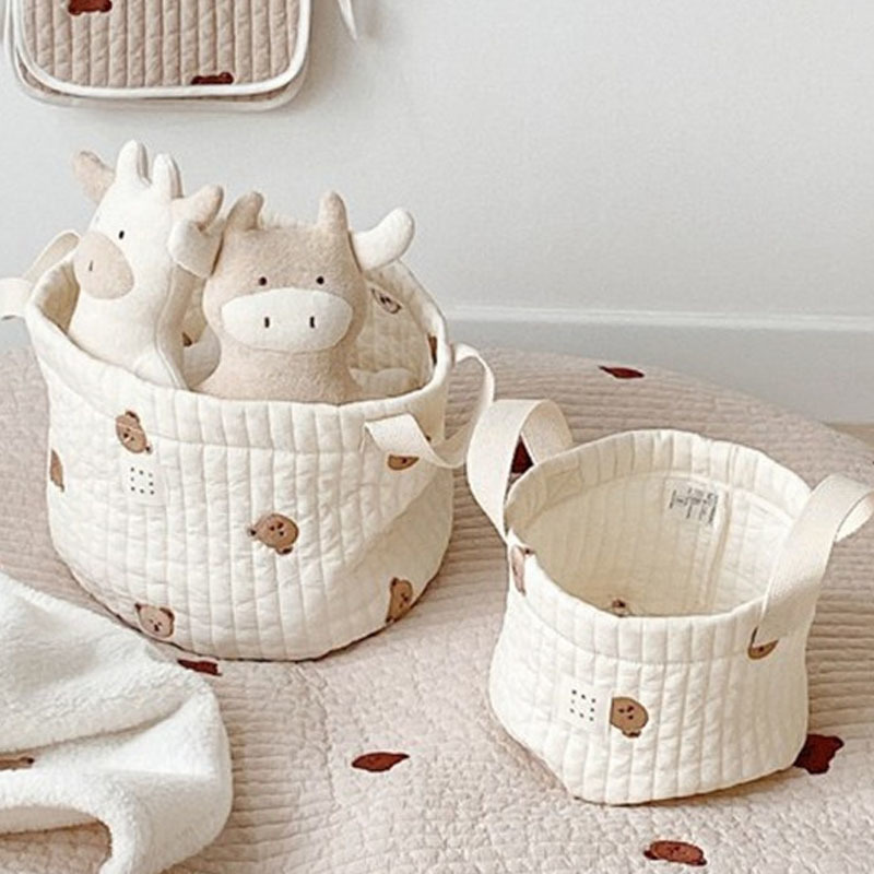 Diaper Bags Baby Cute Bear Embroidery Fashion Cart Storage Cotton Mommy 220826