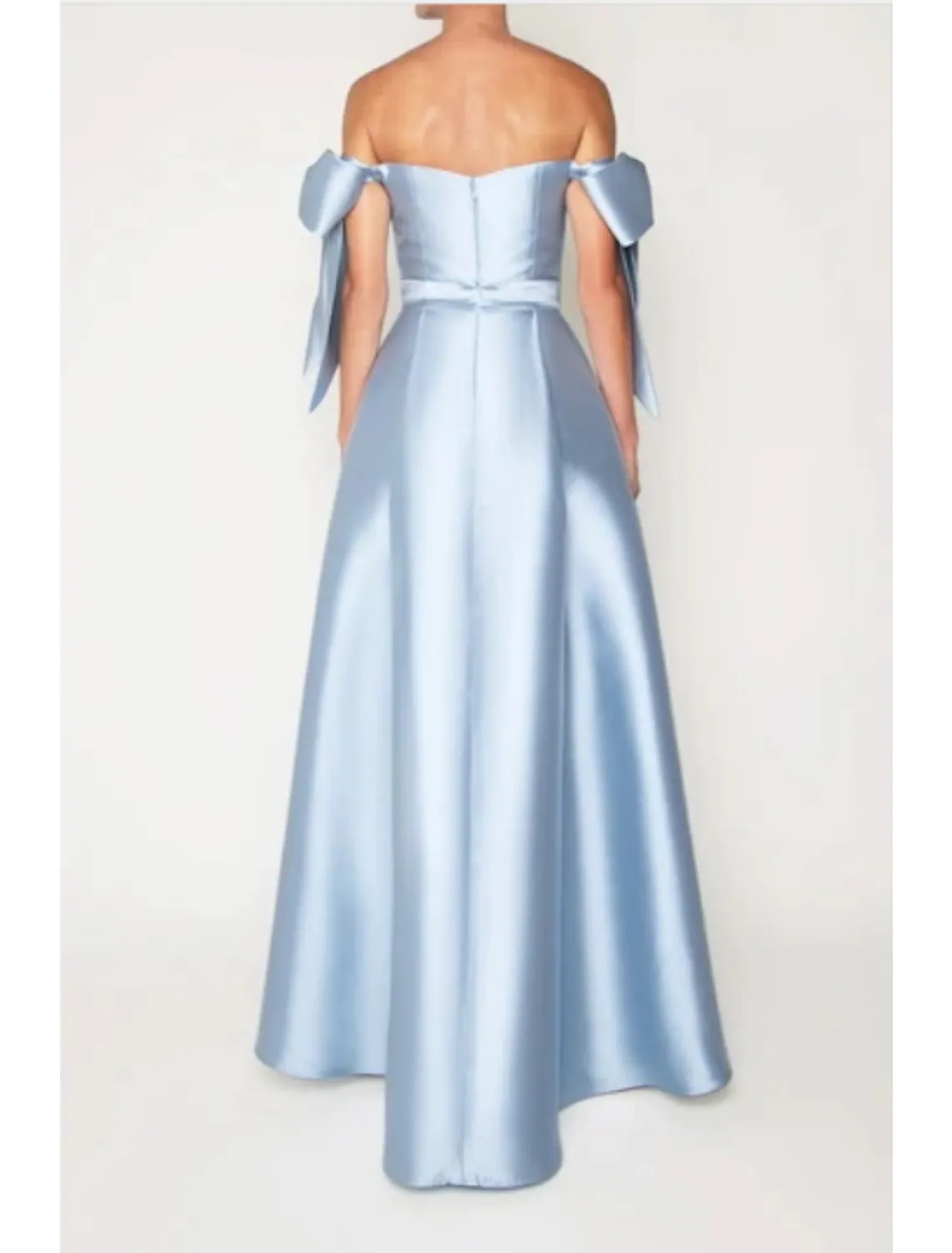 Elegant Light Sky Blue Evening Dresses Bow Off Shoulder Women Jumpsuits With Detachable Skirt Simple Party Prom Gowns 2022 Special Occasion Wear