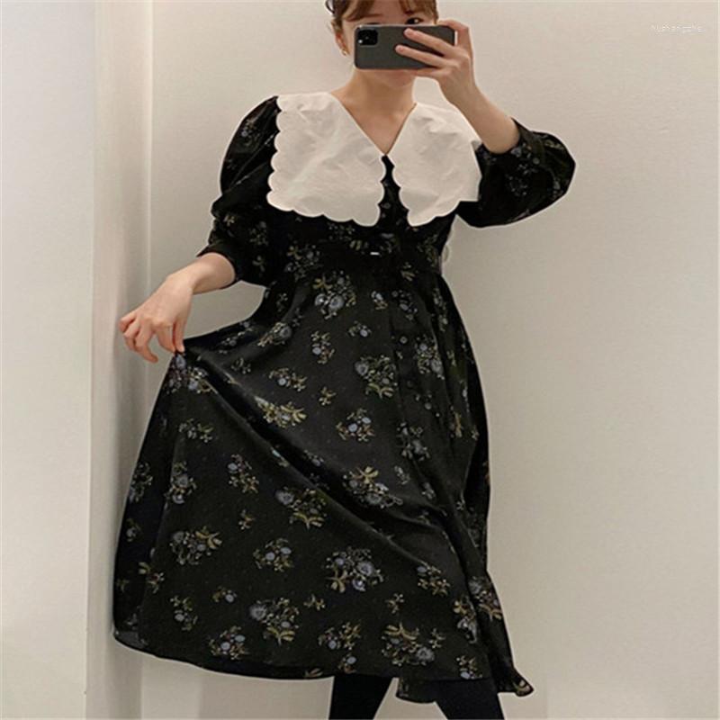 Casual Dresses Women's Dress Vintage White Turn-down Collar Flowers Patterns Printing High Waist Korean Style Loose Full Sleeves Female, Black
Casual Dresses Women's Dress Vintage White Turn-down Collar Flowers Patterns Printing High Waist Korean Style Loose Full Sleeves Female, Black