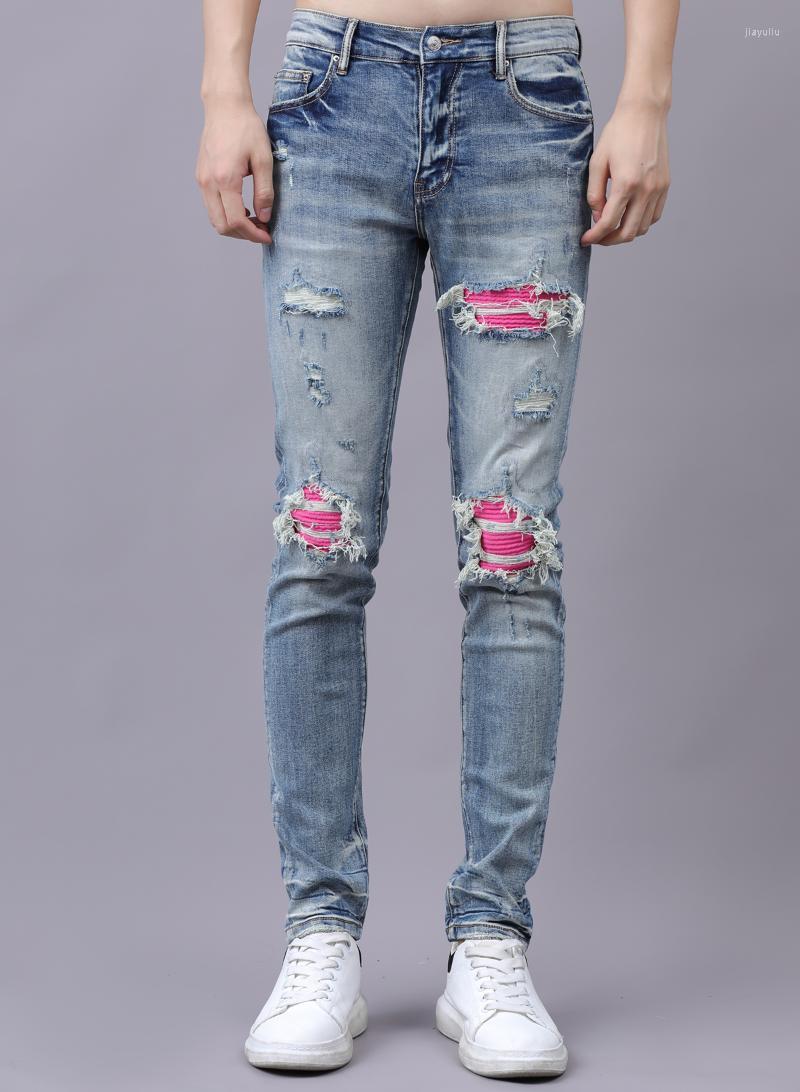 Men's Jeans Sexy Design Usa For Men Pink Men's Hole Letter Straight Elastic Slim Pencil Pants Skinny Blue, 8316
Men's Jeans Sexy Design Usa For Men Pink Men's Hole Letter Straight Elastic Slim Pencil Pants Skinny Blue, 8316