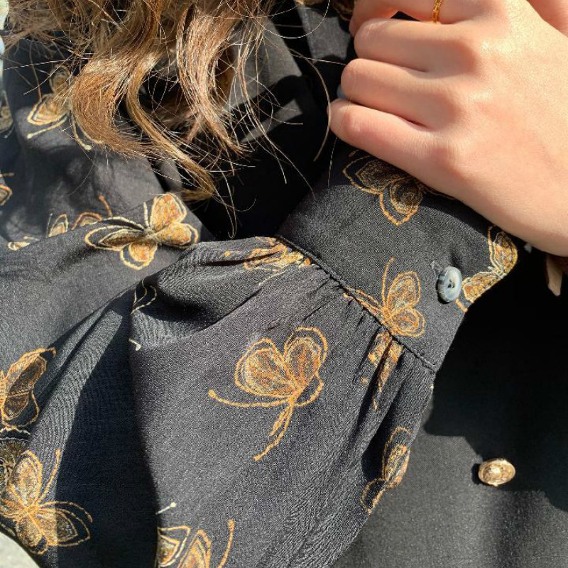 Women's Blouses Shirts Shirts Women Loose Print Long Sleeve Vintage Creativity Korean Style Streetwear Stylish Chic Feminino Blouses Allmatch 220