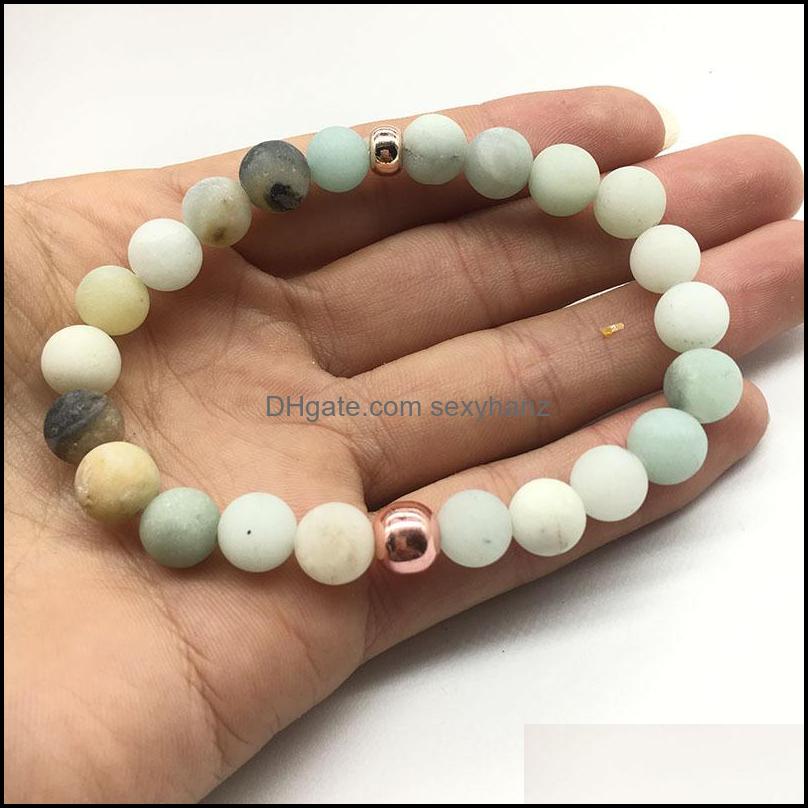 Beaded Strands Pretty Natural Stone Bracelets Amazonite Bracelet Mala Beads Psera Reiki Jewelry For Women Men Beaded Drop Delivery 20 Dho1C