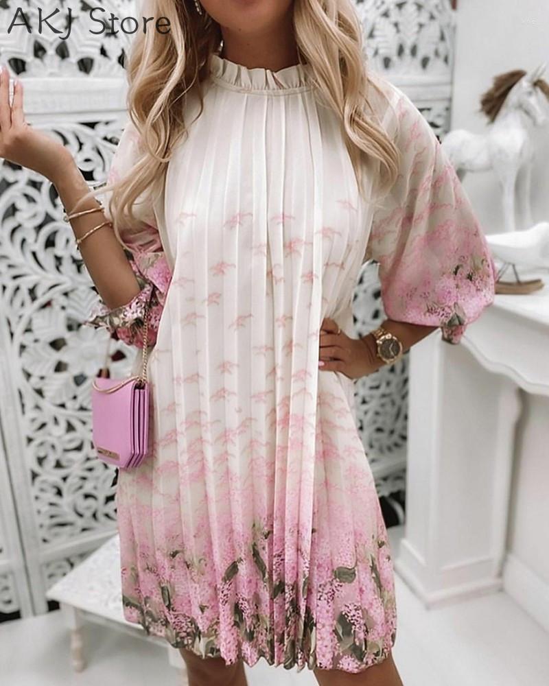 Casual Dresses Women Elegant Round Neck Ruffles Pleated Print Midi DressCasual, Pink
Casual Dresses Women Elegant Round Neck Ruffles Pleated Print Midi DressCasual, Pink