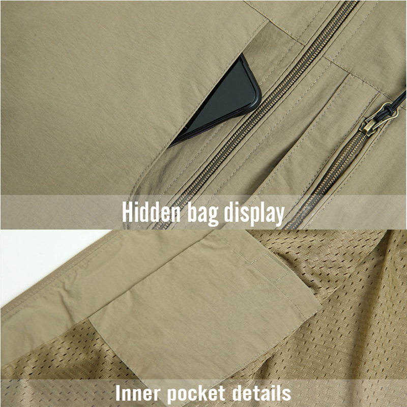 Men's Vests MAIDANGDI Men's Waistcoat Jackets Vest Summer Solid Color Stand Collar Climbing Hiking Work Sleeveless With Pocket 220826