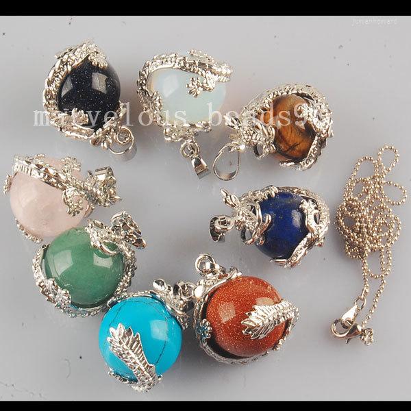 Pendant Necklaces Beautiful Jewelry Mix Stone Dragon Spherical Necklace With Chain 1pcs WB320Pendant
Pendant Necklaces Beautiful Jewelry Mix Stone Dragon Spherical Necklace With Chain 1pcs WB320Pendant