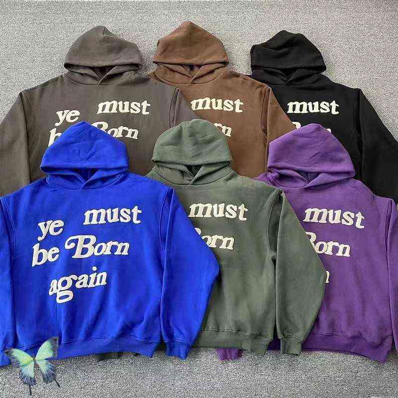 Men's Hoodies Sweatshirts Rebirth Popular Hooded Sweatshirt Men Women CPFM Foam Letter Loose Ye Must Be Born Agian Sweatshirt T220825