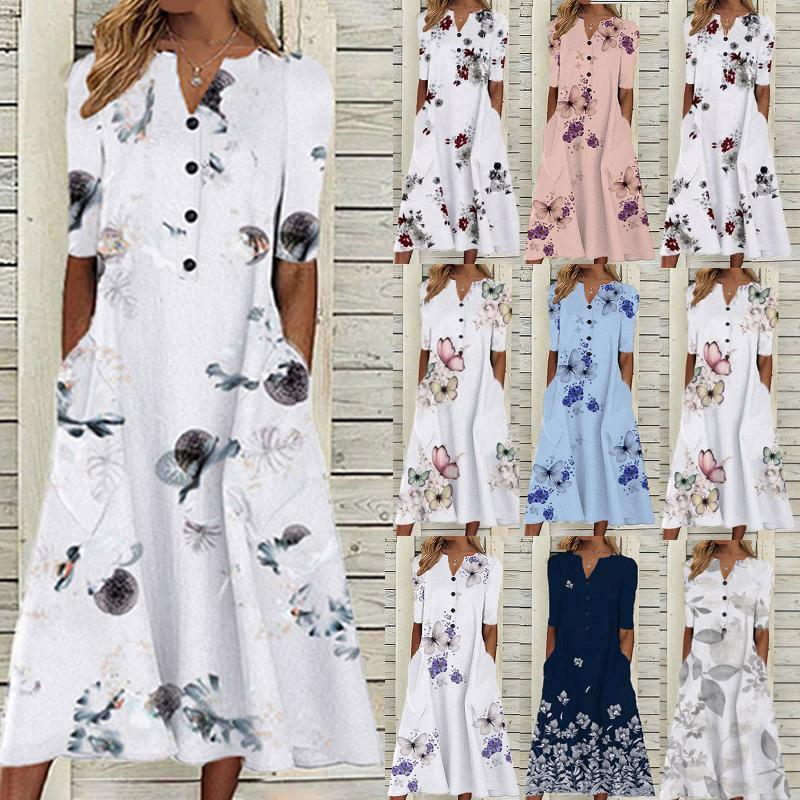Casual Dresses Women's Butterfly Floral Print Short Sleeve Midi Dress V Neck Button Pockets Long Aesthetic, Red
Casual Dresses Women's Butterfly Floral Print Short Sleeve Midi Dress V Neck Button Pockets Long Aesthetic, Red