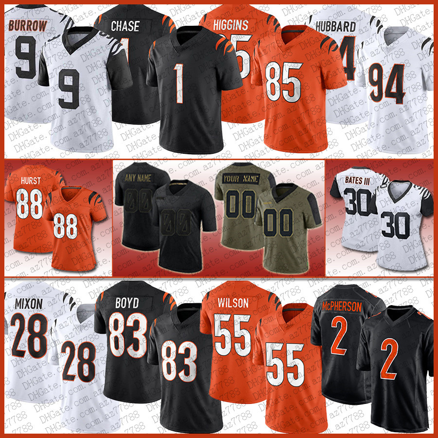 9 Joe Burrow Mixon JaMarr Chase Football Jersey Tee Higgins Evan McPherson Sam Hubbard Logan Wilson Tyler Boyd Jessie Bates Hayden Hurst Chidobe Awuzi Clay Johnston, Shown
9 Joe Burrow Mixon JaMarr Chase Football Jersey Tee Higgins Evan McPherson Sam Hubbard Logan Wilson Tyler Boyd Jessie Bates Hayden Hurst Chidobe Awuzi Clay Johnston, Shown