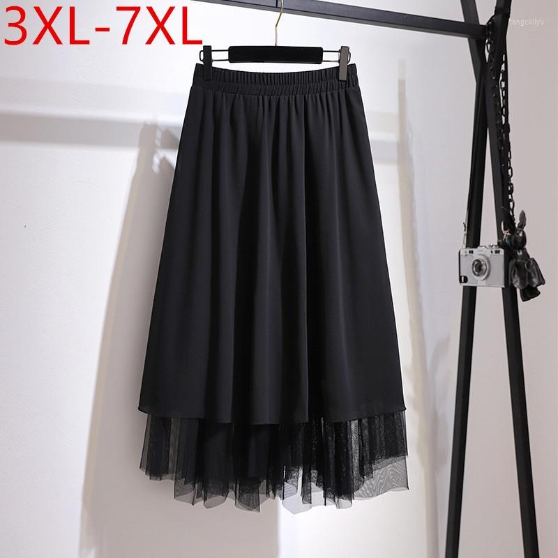 Skirts 3XL-7XL Korean Style Spring Plus Size Midi Skirt For Women Chiffon Patchwork Mesh Large Casual Loose A-line, Black
Skirts 3XL-7XL Korean Style Spring Plus Size Midi Skirt For Women Chiffon Patchwork Mesh Large Casual Loose A-line, Black