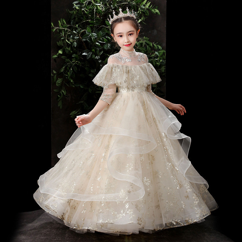 2023 Cute Flower Girls Dresses Jewel Neck Flowers Birthday Communion Children Girl Pageant Gowns