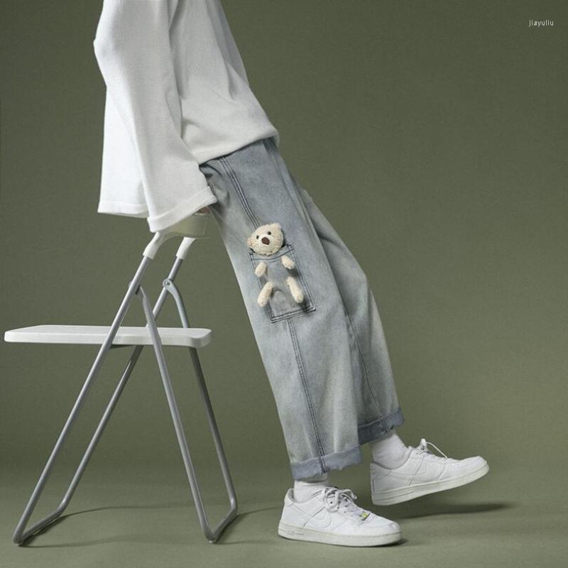 Men' Jeans Men' Casual Oversize Bear 2022 Fashion Man Straight Denim Pants Korean Streetwear Male Hip Hop Trousers W2244, Blue
Men' Jeans Men' Casual Oversize Bear 2022 Fashion Man Straight Denim Pants Korean Streetwear Male Hip Hop Trousers W2244, Blue