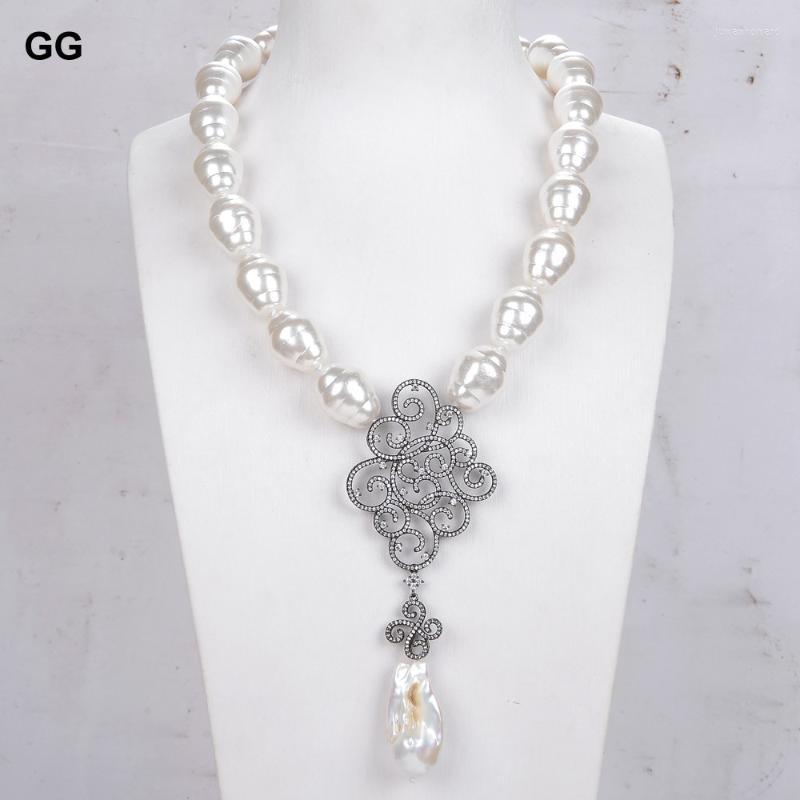 Pendant Necklaces GuaiGuai Jewelry 18" White Sea Shell Pearl Necklace Keshi Propitious Cloud CZ PendantPendant
Pendant Necklaces GuaiGuai Jewelry 18" White Sea Shell Pearl Necklace Keshi Propitious Cloud CZ PendantPendant