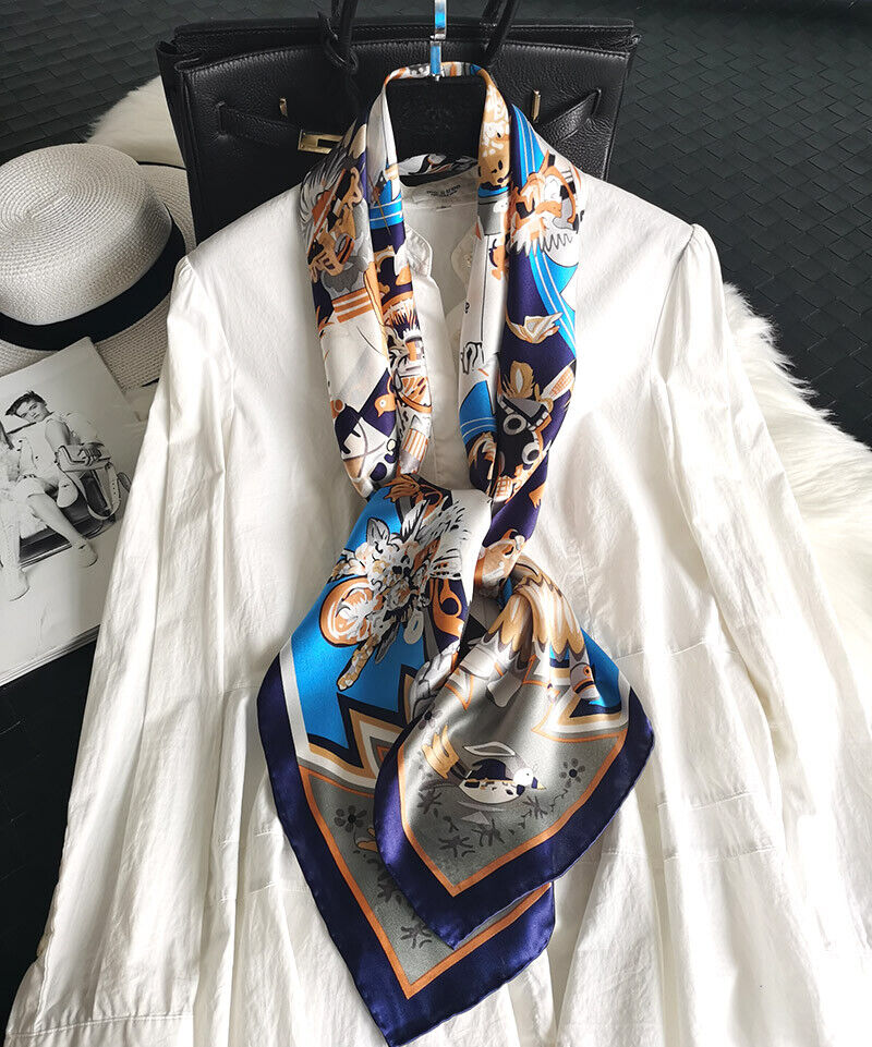 100% Silk Scarf Shawl Wraps Large Square Cape Accessories Robot pattern 110CM 
100% Silk Scarf Shawl Wraps Large Square Cape Accessories Robot pattern 110CM