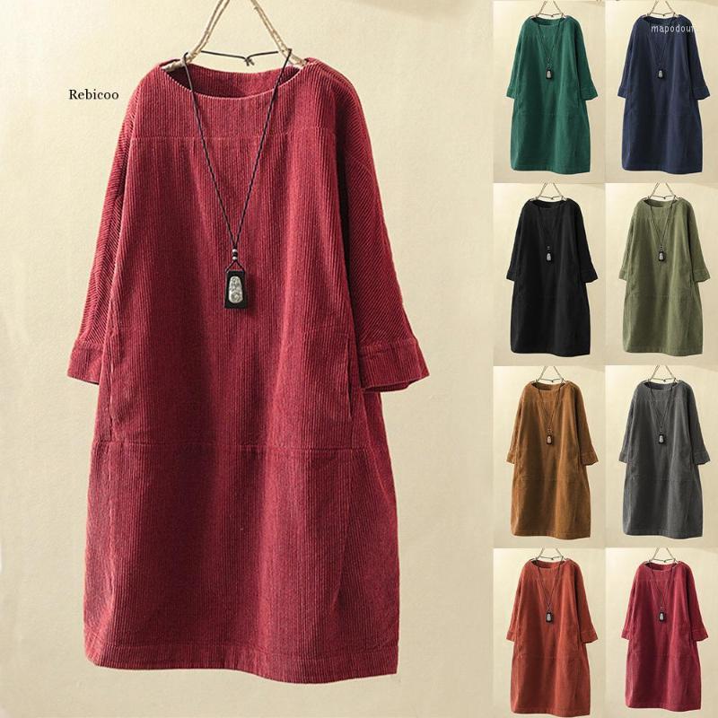 Casual Dresses Spring Autumn Fashion Korea Style Corduroy Solid Color Three Quater Sleeve Round Neck Dress Office Lady Loose, Black
Casual Dresses Spring Autumn Fashion Korea Style Corduroy Solid Color Three Quater Sleeve Round Neck Dress Office Lady Loose, Black