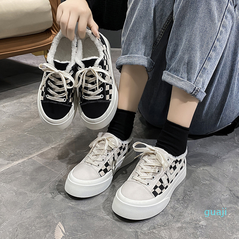 Women's Canvas Shoes Black and White Plaid Thick-soled Shoes Female Students Casual Sneakers
Women's Canvas Shoes Black and White Plaid Thick-soled Shoes Female Students Casual Sneakers