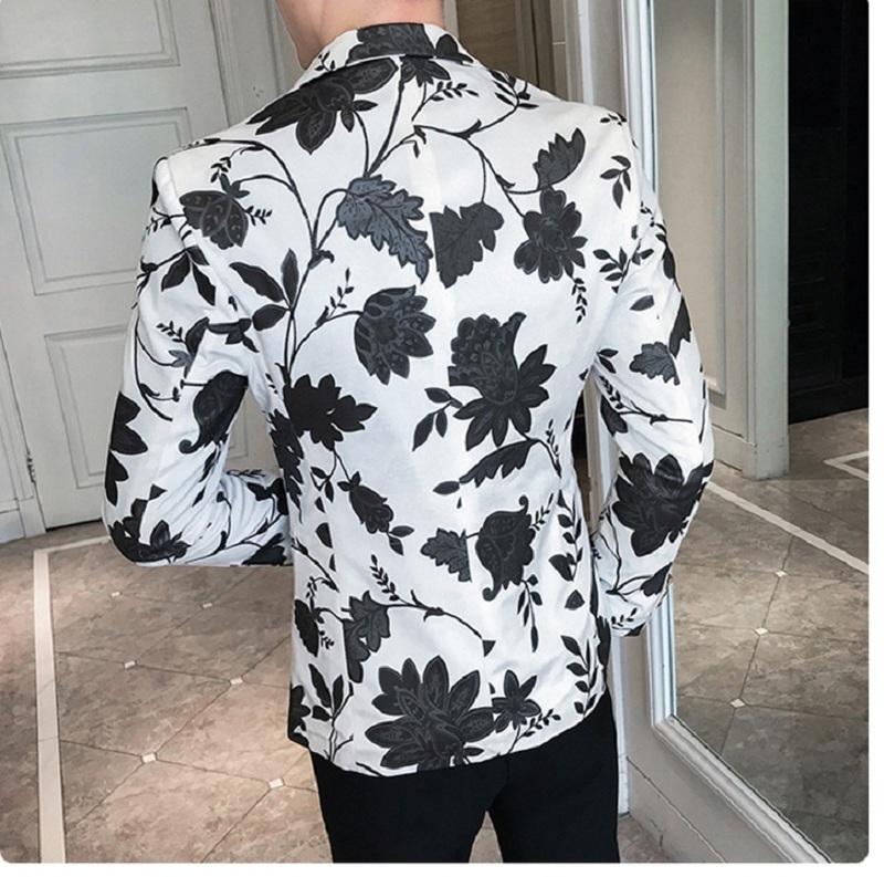 Men's Suits Blazers Men's Fashion Flannel Long Sleeve Floral Slim Suit Jacket Stage Party Social Men's Suit Blazer Coat 220826