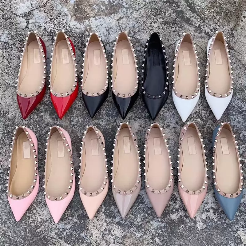 Designer Pointed Toe Stud Flats Shoes Luxury Gladiator Patent Leather Women Shoes Loafers, 14 flat
Designer Pointed Toe Stud Flats Shoes Luxury Gladiator Patent Leather Women Shoes Loafers, 14 flat