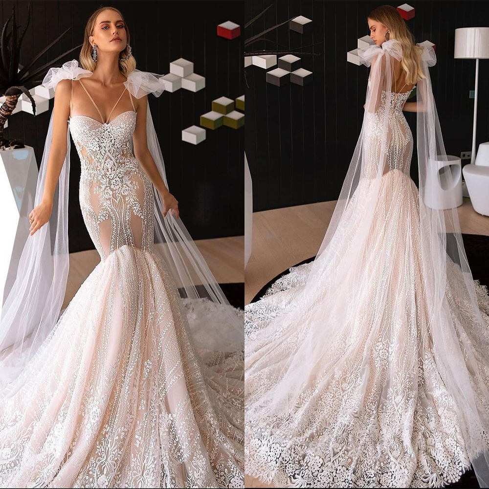 Elegant Mermaid Wedding Dresses Sleeveless Luxurious Sweetheart Spaghetti Straps Sequins Appliques Bridal Gowns Lace Train Ruffles Sweep Train Vestido de novia, Red
Elegant Mermaid Wedding Dresses Sleeveless Luxurious Sweetheart Spaghetti Straps Sequins Appliques Bridal Gowns Lace Train Ruffles Sweep Train Vestido de novia, Red