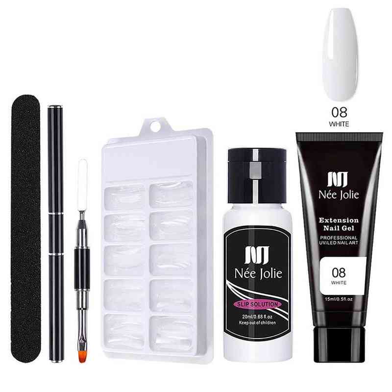 Nail Polish Solid Extension Glue Set Natural Resin Gel Brush File UV Lamp Crystal Model Cleaner Sealing Layer Manicure Kit T220826