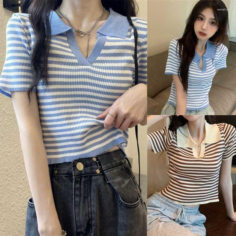 Women's Polos 13MC Women Short Sleeve Lapel V-Neck Crop Top Ribbed Knitted Contrast Color Striped T-Shirt Casual Slim Thin Sweater Jumper, Apricot
Women's Polos 13MC Women Short Sleeve Lapel V-Neck Crop Top Ribbed Knitted Contrast Color Striped T-Shirt Casual Slim Thin Sweater Jumper, Apricot