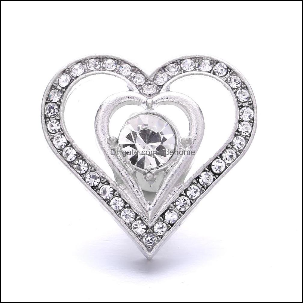 Clasps Hooks Noosa Hollow Heart Ginger Snap Button Jewelry Findings Crystal Chunks Charms 18Mm Metal Lover Snaps Buttons Factory Supp Dheq4