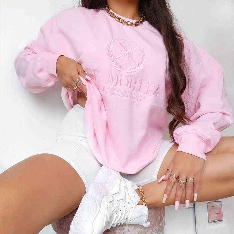 Women' Hoodies Sweatshirts Pink Letter Embroidery Oversized Crewneck Sweatshirt Women Winter Tops Loose Vintage Casual Long Sleeve Streetwear Woman Tops T220826, Pure white
Women' Hoodies Sweatshirts Pink Letter Embroidery Oversized Crewneck Sweatshirt Women Winter Tops Loose Vintage Casual Long Sleeve Streetwear Woman Tops T220826, Pure white