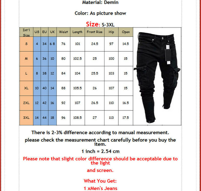 Men's Jeans Men Biker Ripped Long Denim Trousers Skinny Jeans Pants Destroyed StretchyBlack Pants 220827