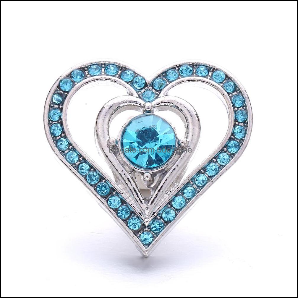 Clasps Hooks Noosa Hollow Heart Ginger Snap Button Jewelry Findings Crystal Chunks Charms 18Mm Metal Lover Snaps Buttons Factory Supp Dheq4