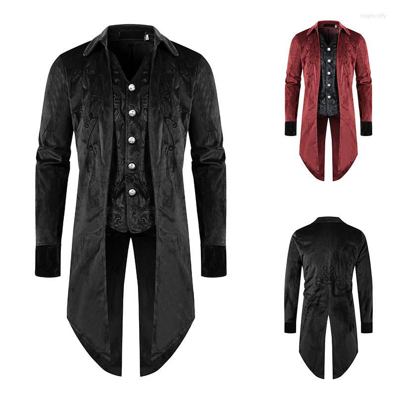 Men' Trench Coats Tuxedo Men Vintage Gothic Long Jakcet Jacquard Button Fake Two Dresses Overcoat Costume Steampunk Tailcoat Dress Suit, Black
Men' Trench Coats Tuxedo Men Vintage Gothic Long Jakcet Jacquard Button Fake Two Dresses Overcoat Costume Steampunk Tailcoat Dress Suit, Black