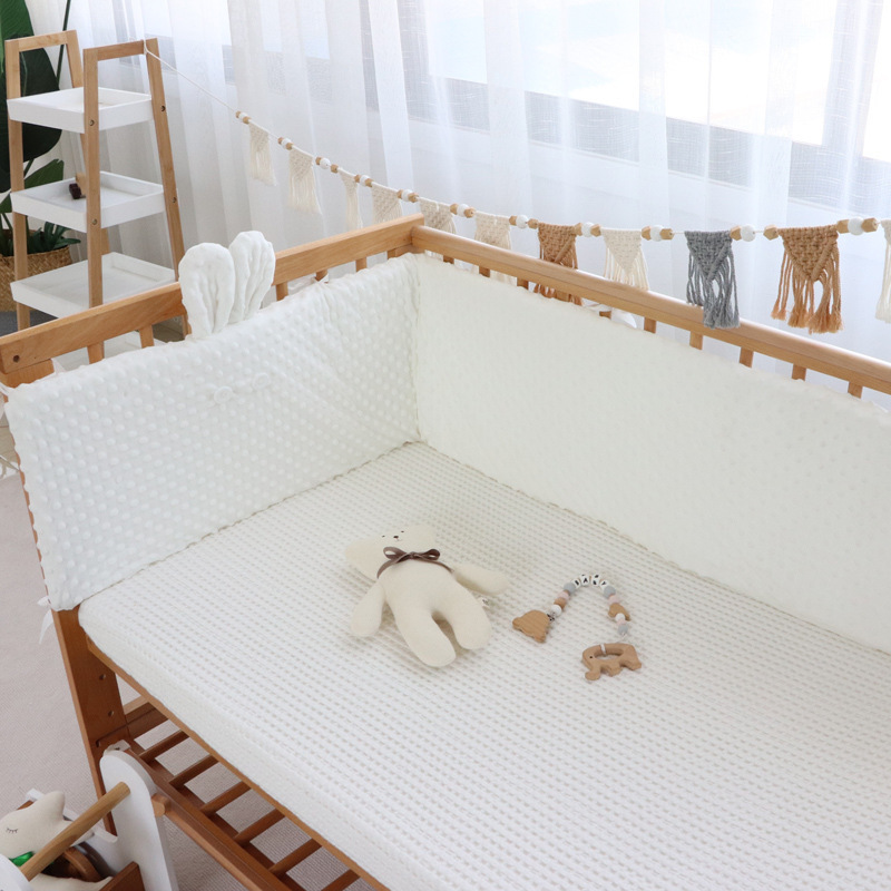 Bed Rails Cotton Waffle Crib Fence Cushion Removable and Washable Bumper for Infant Cribs Baby Cot Bumpers Protector Beddings 220826