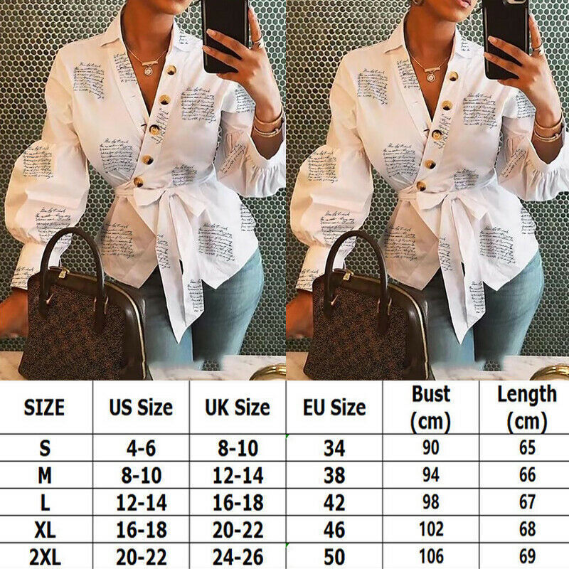 Women's Blouses Shirts Women Elegant Blouses Long Puff Sleeve V Neck Letetr Print White Tops Blouses Shirts Bandage Outfits Clothes 220826