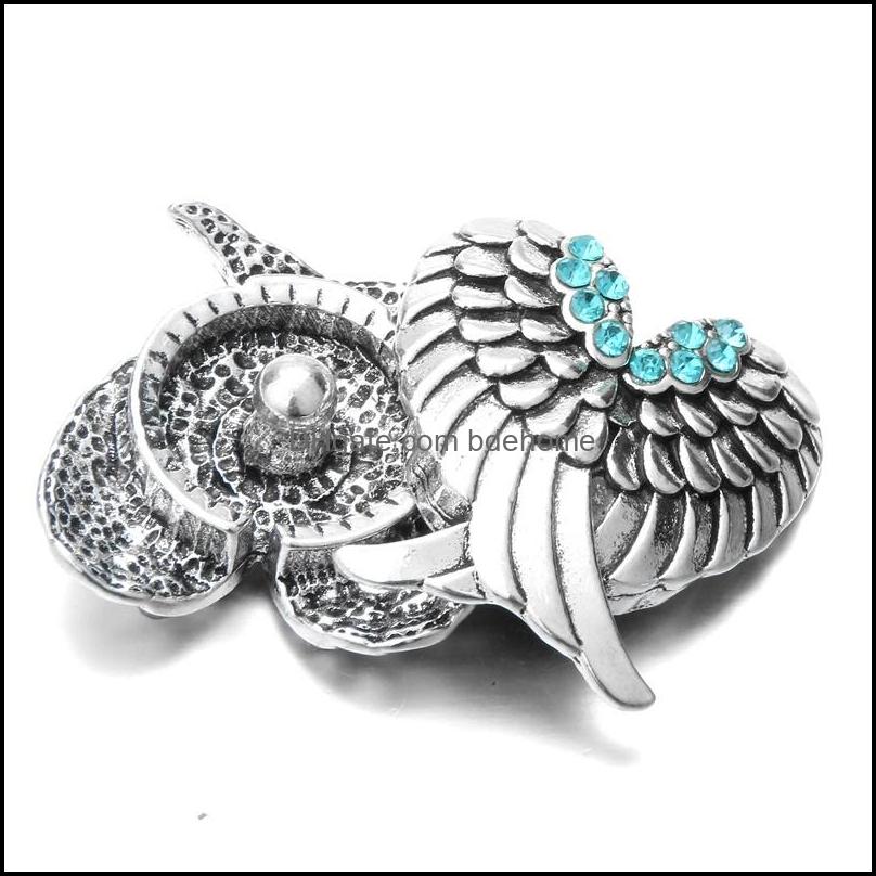 Clasps Hooks Noosa Ginger Snap Crysal Angel Wings Chunks 18Mm Metal Buttons Diy Bracelet Jewelry Gift Drop Delivery 2021 Findings Comp Dhjqw