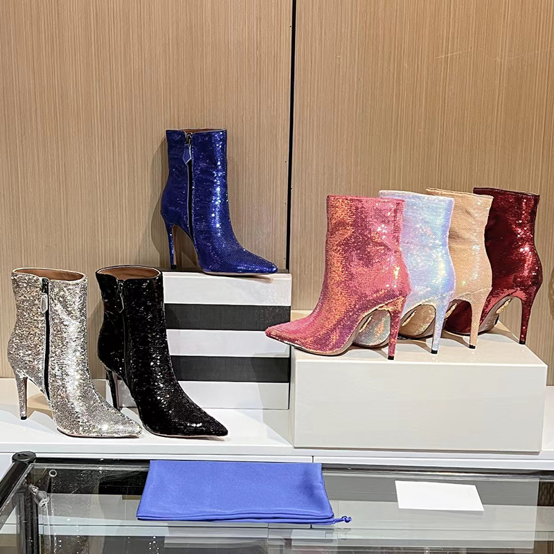 Designer women's pointed stiletto boots luxury night scene sexy fashion boots Sequin shiny red rose black gold silver wedding party shoes top 9 cm high heels, Blue
Designer women's pointed stiletto boots luxury night scene sexy fashion boots Sequin shiny red rose black gold silver wedding party shoes top 9 cm high heels, Blue