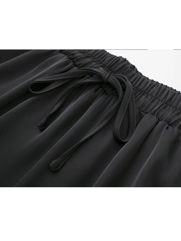 Women's Sleep Lounge Spring Satin Texture Loose Sleepwear Women's Silk Black Pajamas Set 2 Pieces Long Sleeve Pants Casual Pijamas Women Hom