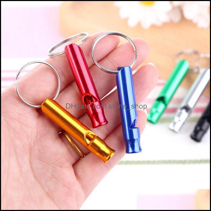 Keychains Metal Whistle Portable Self Defense Keyrings Rings Holder Fashion Car Key Chains Accessories Outdoor Cam Survival Stones