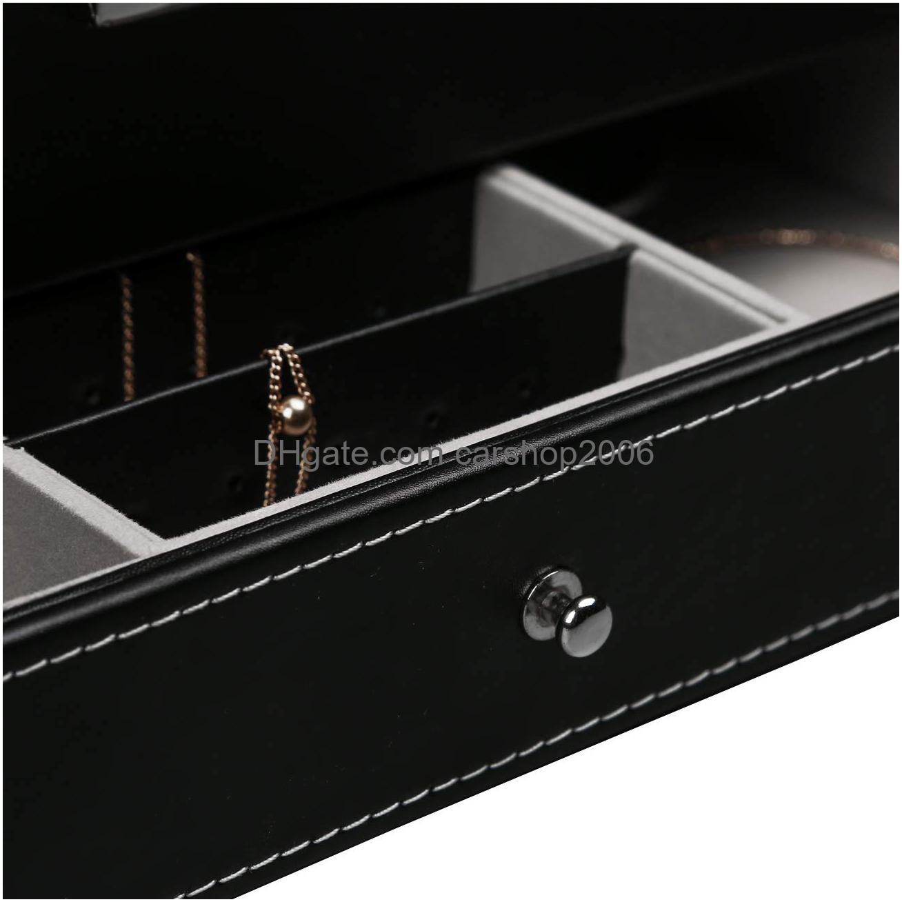 Jewelry Boxes Ogrmar 12 Slot Pu Leather Lockable Watch Storage Men Women Display Der Case 2tier Organizer Showcase With Glass Lid
