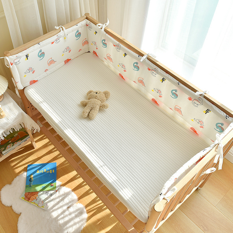 Bed Rails 28x200cm Cartoon Baby Crib Bumper Cotton Crib Around Cushion Cot Protector born Room Bedding Decor Breathable Cot Bumpers 220826