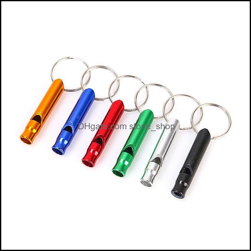 Keychains Metal Whistle Portable Self Defense Keyrings Rings Holder Fashion Car Key Chains Accessories Outdoor Cam Survival Stones