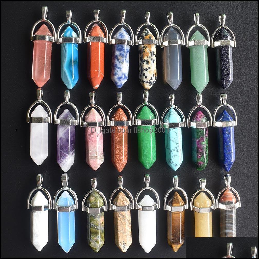 Pendant Necklaces Natural Crystal Stone Wire Wrap Hexagonal Amethyst Quartz Necklace Pendum Chakra Pendo Drop Delivery Jewelry Pe Dhmcq